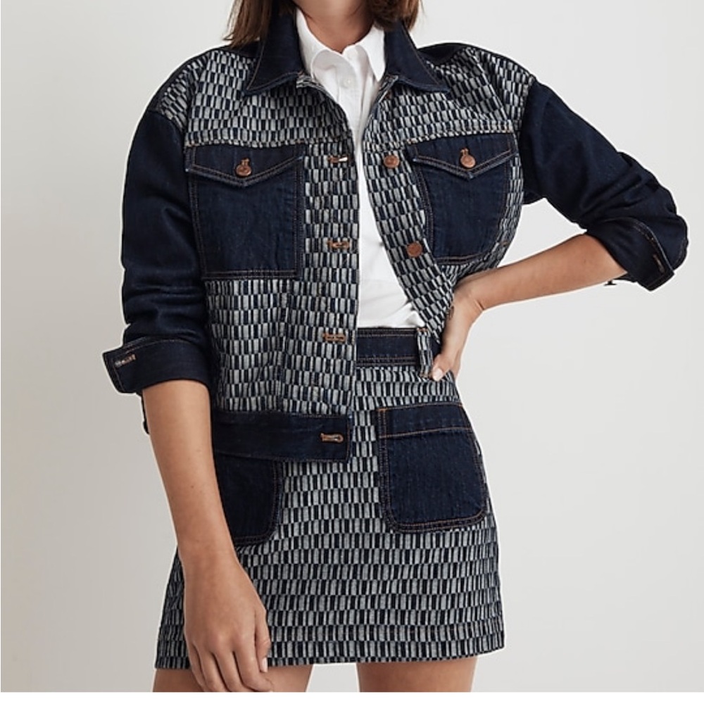 Madewell Stripped Denim Cropped Jacket